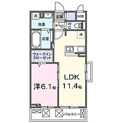 ベルアージュ 1LDKの間取図画像