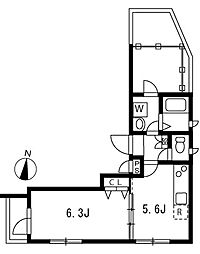 ブロッサムテラス下丸子 1DKの間取図画像
