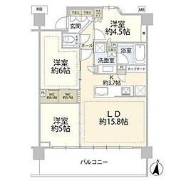 パークシティー高田馬場 3LDKの間取図画像