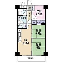 狭山ハウス2号館 3DKの間取図画像