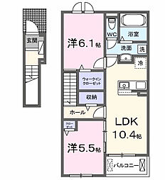 ヴェルドゥーラII 2LDKの間取図画像