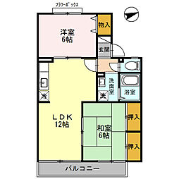 シャルマン平原D 2LDKの間取図画像