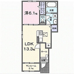 カルムメゾン 1LDKの間取図画像