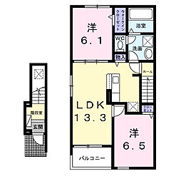カルムメゾン 2LDKの間取図画像