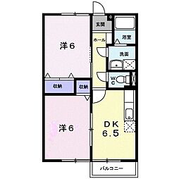 ヒューゲル悠 2DKの間取図画像