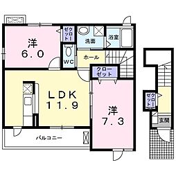 ヴェール・ノエル 2LDKの間取図画像