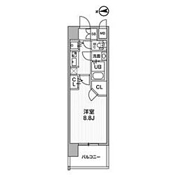 ラドゥセール志賀本通2 1Kの間取図画像