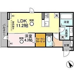 セレブ武蔵塚 1LDKの間取図画像