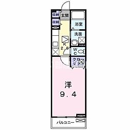 メゾンドフルール 1Kの間取図画像