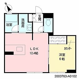 モンブラン新町 1LDKの間取図画像