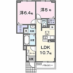 クラール倉治E 2LDKの間取図画像