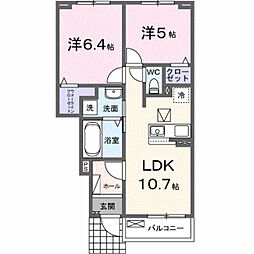 メゾングレーヌ東觜崎駅前A 2LDKの間取図画像