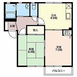 サンハイムヤマト3 2DKの間取図画像