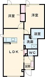 千歳市北光4丁目アパート 2LDKの間取図画像