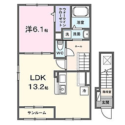 シャンテ カノンA 1LDKの間取図画像