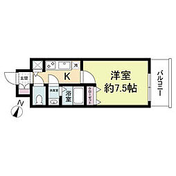 KDXレジデンス三宮 ワンルームの間取図画像