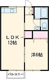 カーサ・ウインド 1LDKの間取図画像