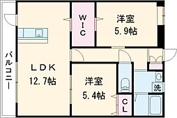 リヴィエール3 2LDKの間取図画像