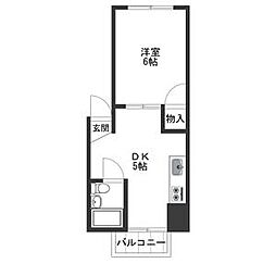 ハートイン中切町S棟 1DKの間取図画像