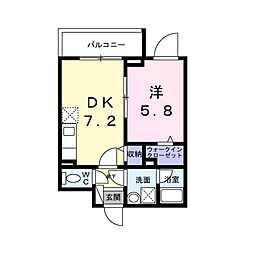 中宮町マンション(027390401) 1DKの間取図画像