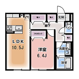 Komorebi Garden中田本町A 1LDKの間取図画像
