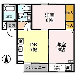 ウエスト・パルク 2DKの間取図画像
