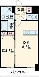 プレサンス新神戸駅前 1DKの間取図画像