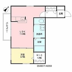 プチメゾン畑中2 1LDKの間取図画像