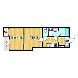 Lino久宝寺 2Kの間取図画像