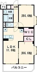 サザンハウスNANREI 2LDKの間取図画像