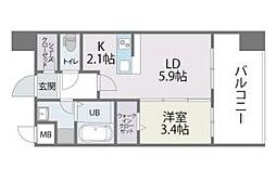 トラストレジデンス博多駅南 1LDKの間取図画像