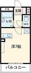 フロレスタ三輪 ワンルームの間取図画像