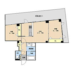 Lumiere健軍 2LDKの間取図画像