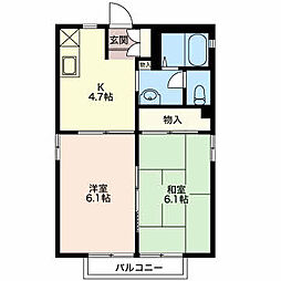 グリーンハイツA 2Kの間取図画像