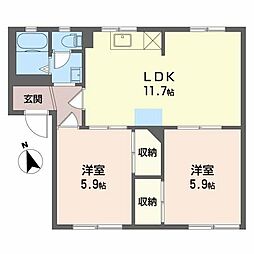 フレグランススギヤマA 2LDKの間取図画像