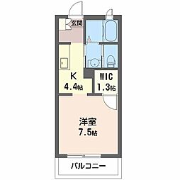 グランポルテ 1Kの間取図画像