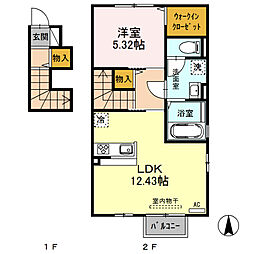 メゾンフルール 1LDKの間取図画像