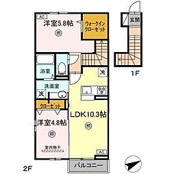 D-ROOM N.T 2LDKの間取図画像