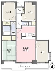 ロイヤルコート山王 4LDKの間取図画像