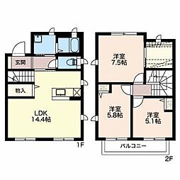 フォートレスモコA 3LDKの間取図画像