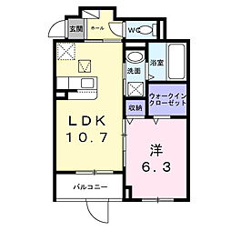 大阪市東成区中本5丁目アパート 1LDKの間取図画像