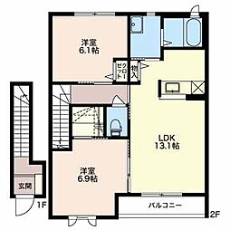 ミュアミュール 2LDKの間取図画像