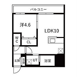 札幌市北区新琴似十条1丁目マンション 1LDKの間取図画像