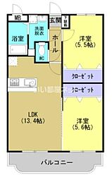 ユーミーシャルマン 2LDKの間取図画像