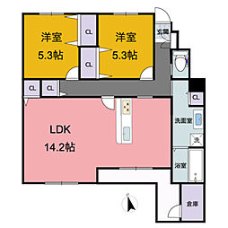 LacollineA 2LDKの間取図画像