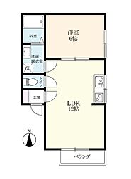 アバンセB 1LDKの間取図画像