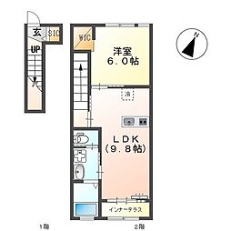 サウザンドライトアパートB 1LDKの間取図画像