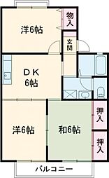 ボン・シャンスC棟 3DKの間取図画像