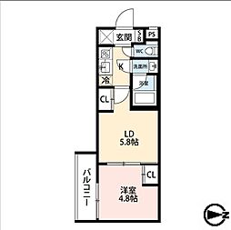 エストゥルース京都II 2Kの間取図画像