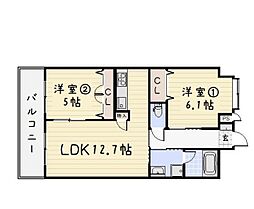 リード大手町 2LDKの間取図画像